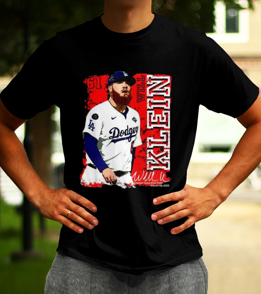 Will Klein Los Angeles Dodgers Number 61 Greatest Game Of All Time 2025 Signature T-Shirt