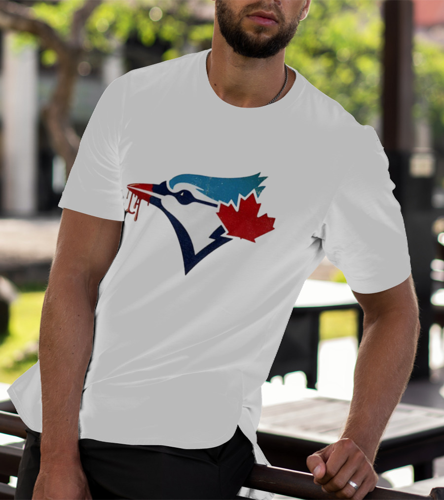 Toronto Blue Jays Dripping Maple Leaf Bird Emblem T-Shirt