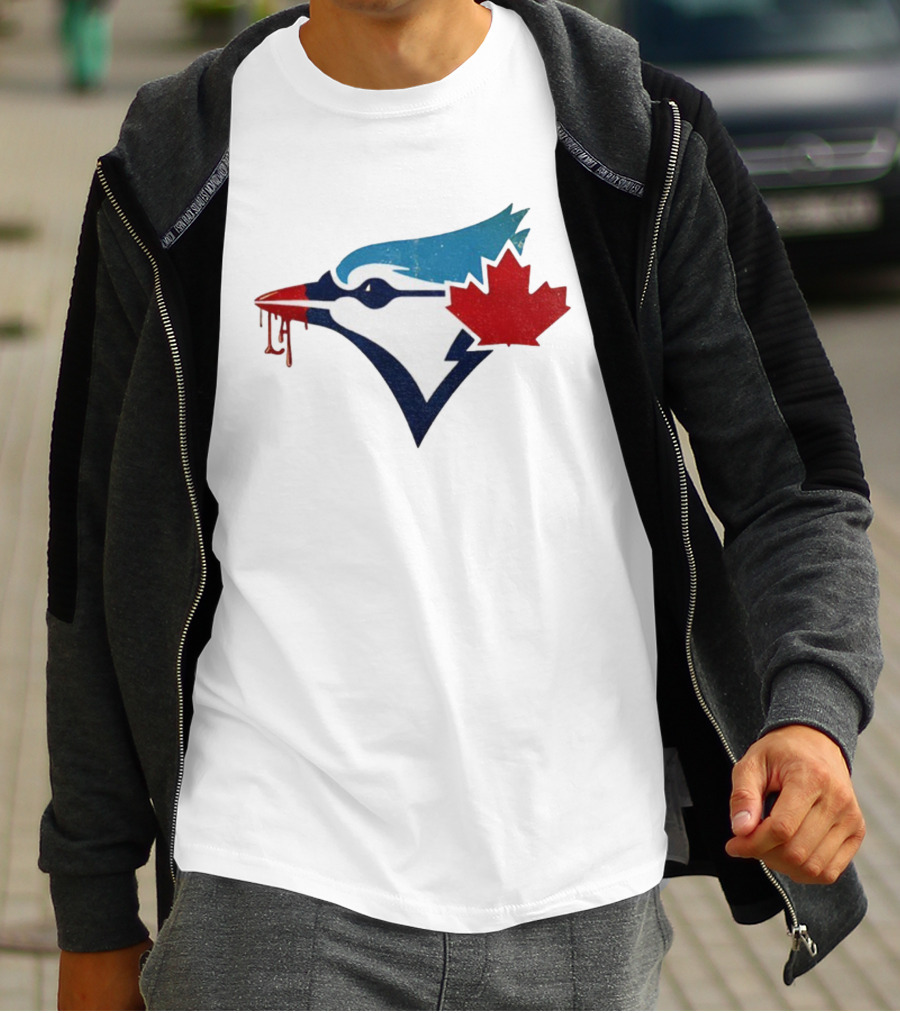 Toronto Blue Jays Dripping Maple Leaf Bird Emblem T-Shirt