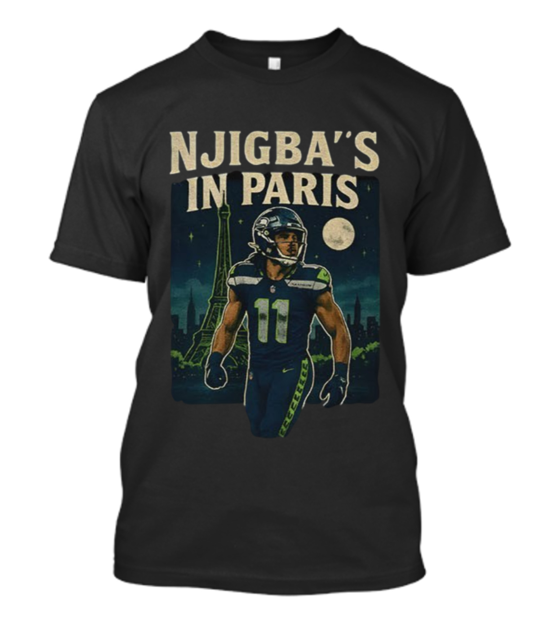 Njigba's In Paris Seattle Seahawks NFL Football Vintage 2025 T-Shirt