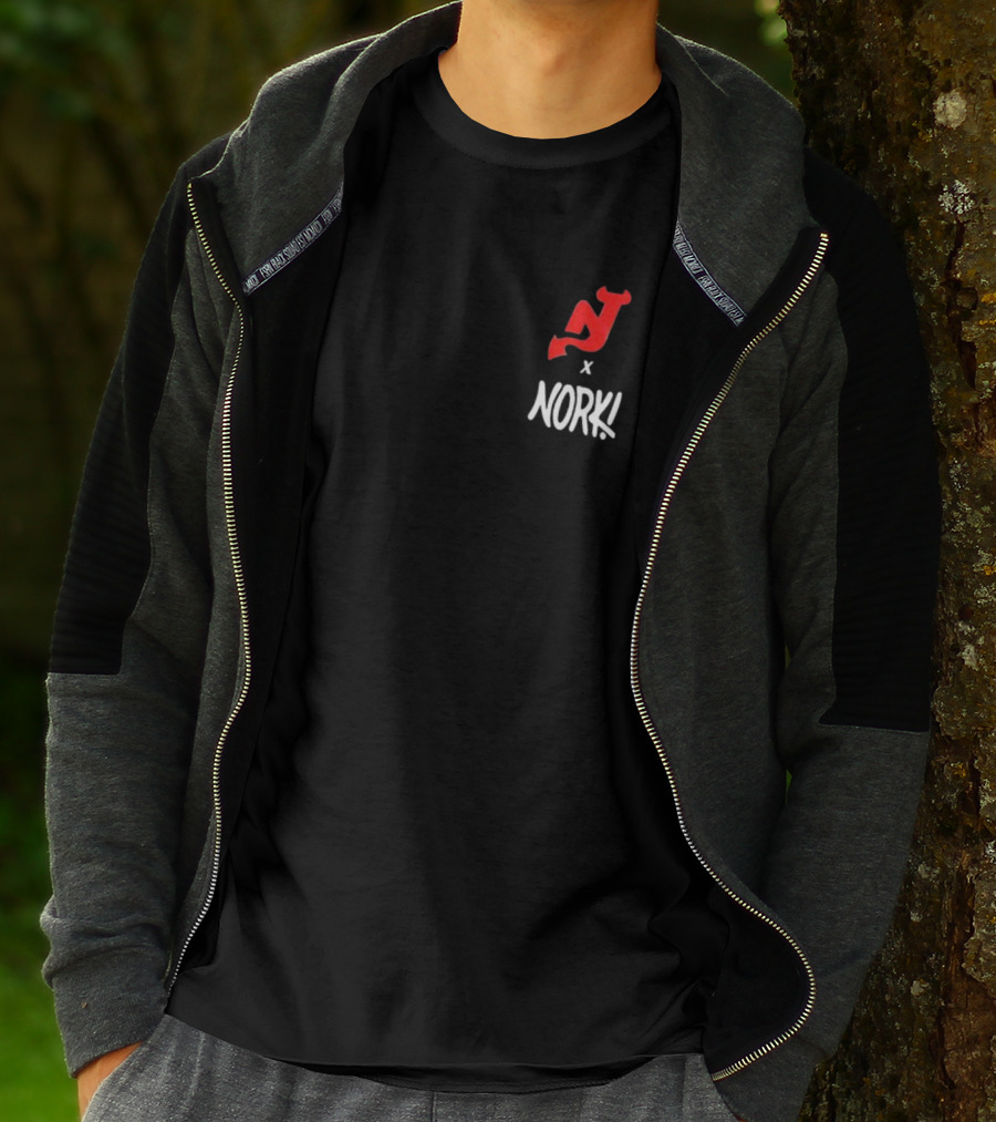 New Jersey Devils X Nork Los Diablos Collaboration Red NJ Logo T-Shirt