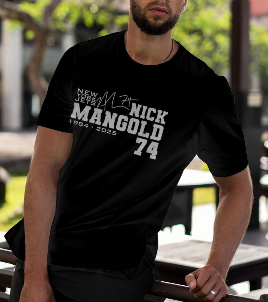 New York Jets NFL Nick Mangold 74 1984 2025 Signature T-Shirt