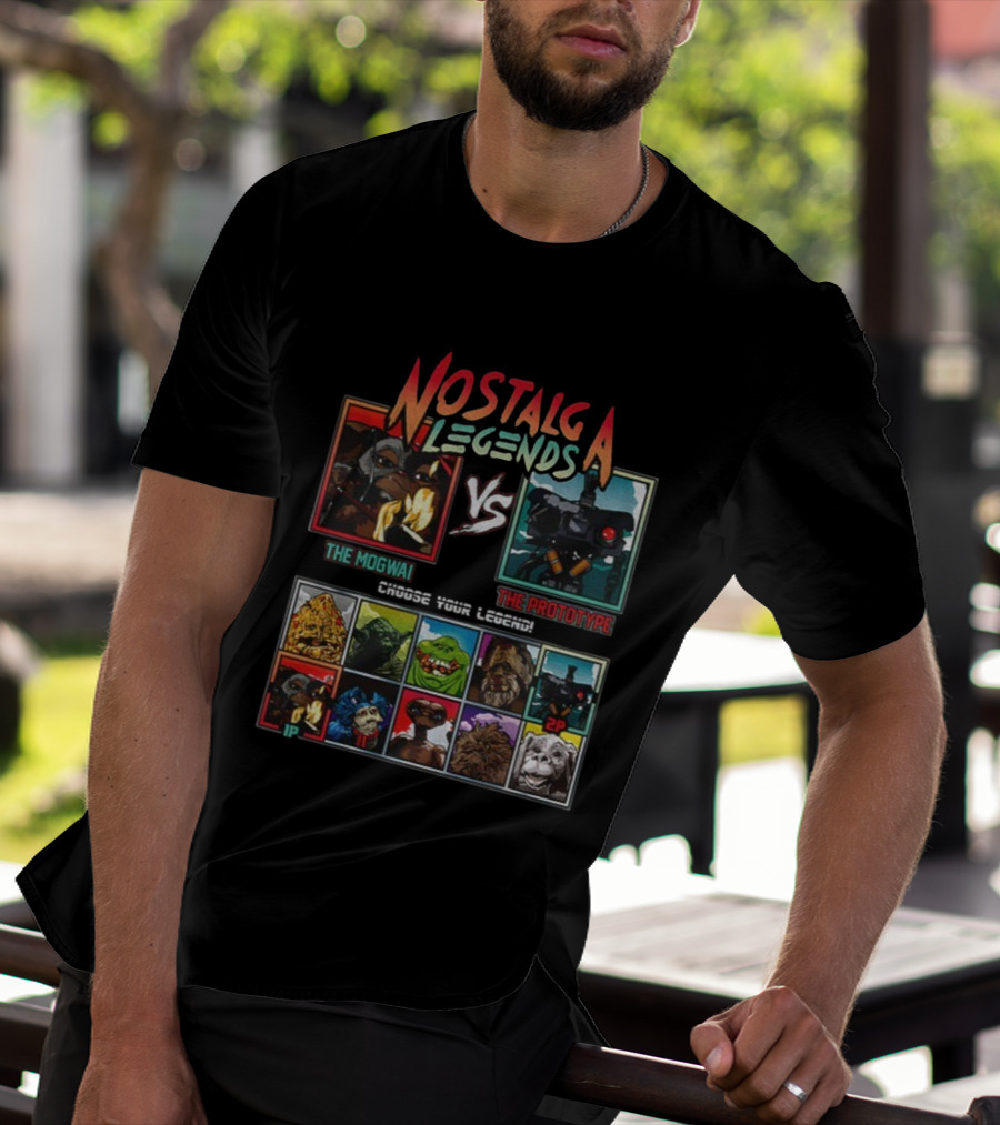 Nostalgia Legends Mogwai Vs Prototype Retro Battle Choose Your Legend T-Shirt