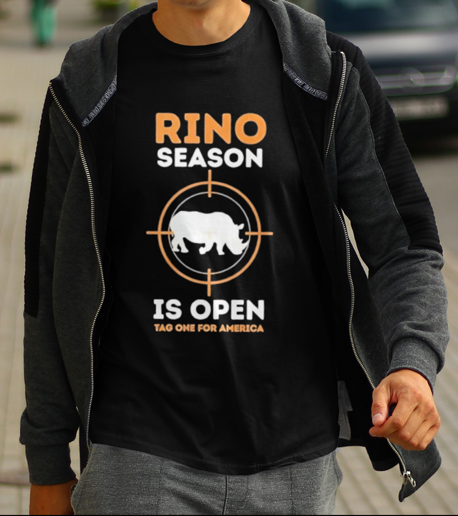 Rino Season Is Open Tag One For America Text With Target And Rhino Graphic T-Shirt