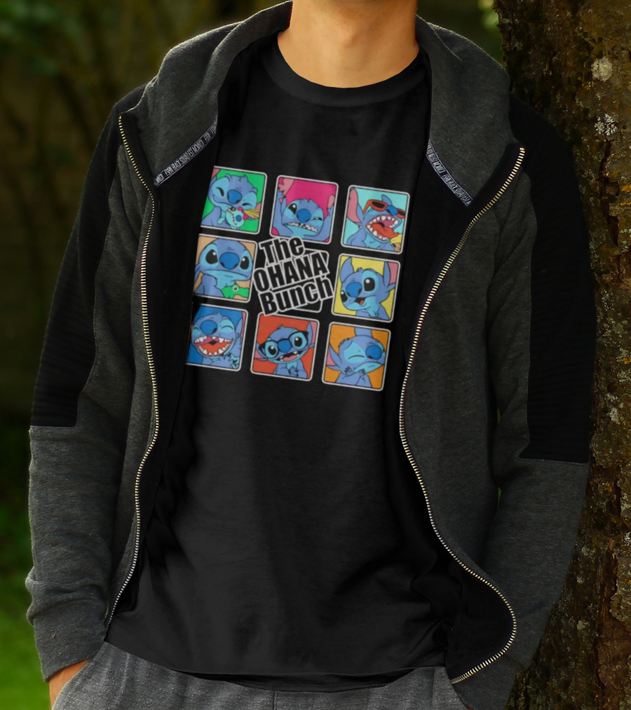 The OHANA Bunch Stitch Nine Panel Grid Colorful Expressions T-Shirt