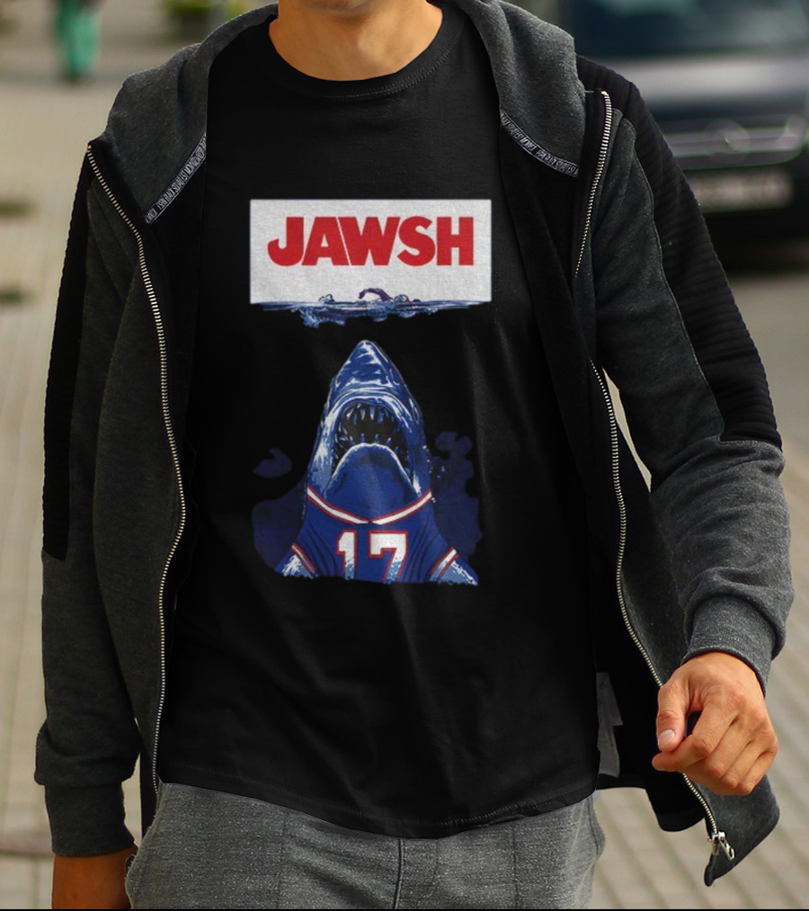 Buffalo Bills Josh Allen 17 Jawsh Jaws Pop Culture Mashup T-Shirt
