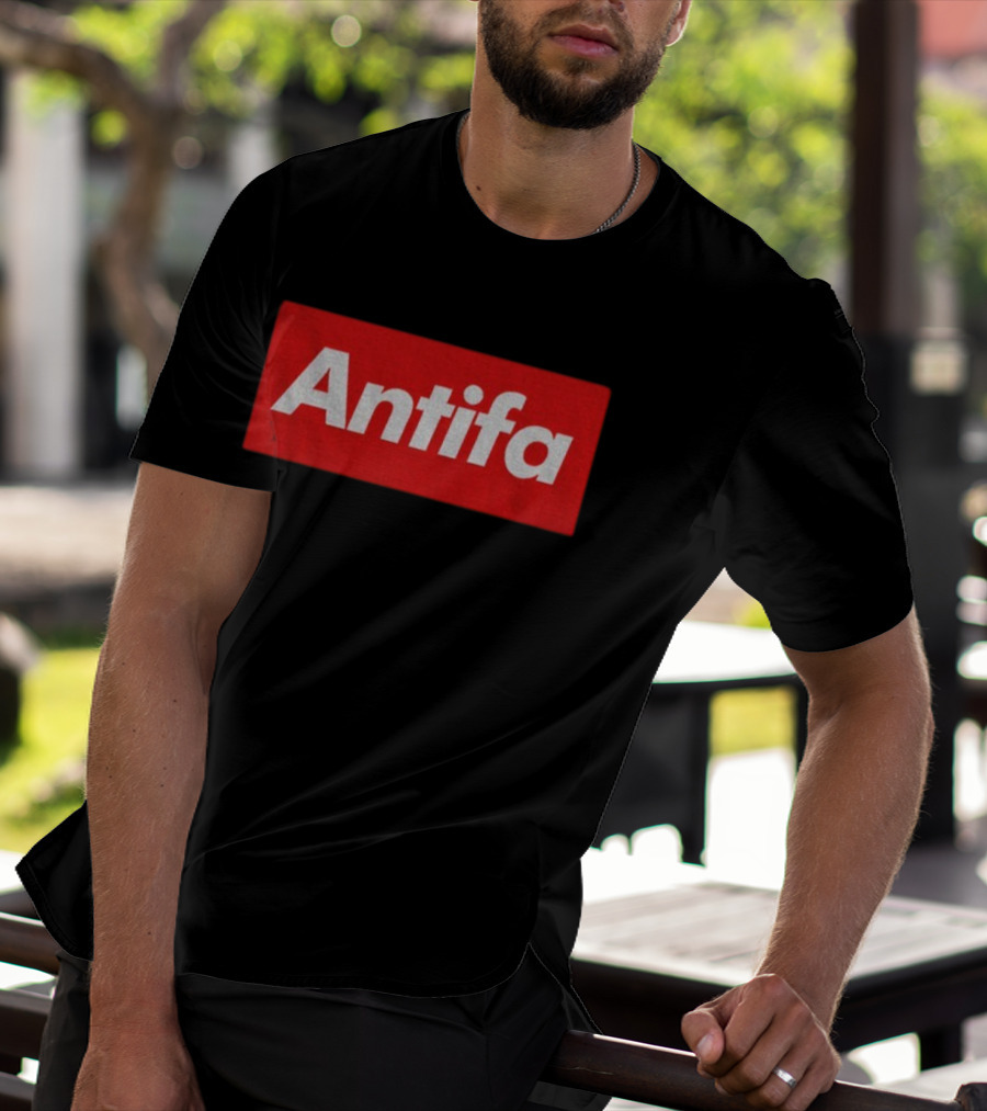 Antifa Supre American Antifascist Political Red Rectangle T-Shirt