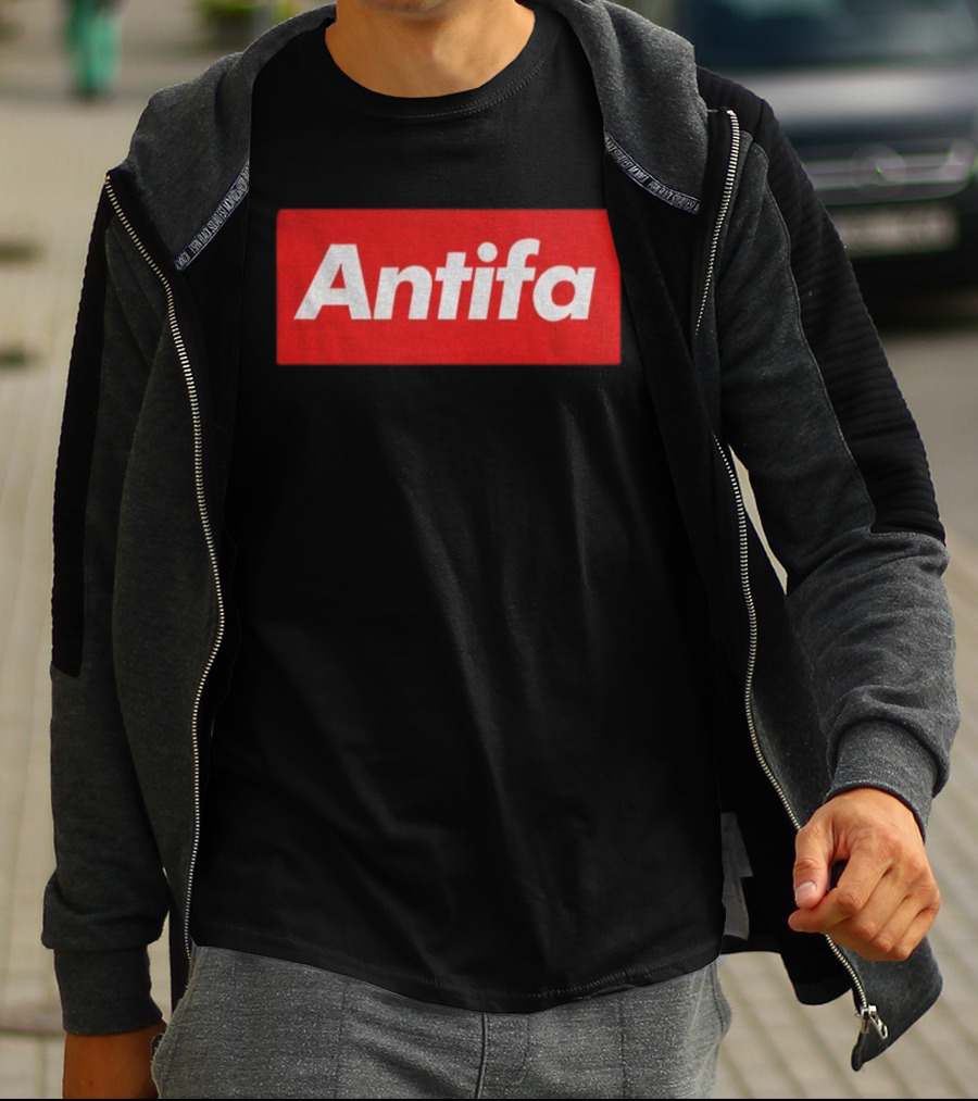 Antifa Supre American Antifascist Political Red Rectangle T-Shirt