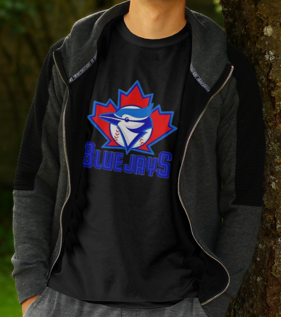 Toronto Blue Jays Emblem In Red Maple Leaf Icon Blue Jays T-Shirt