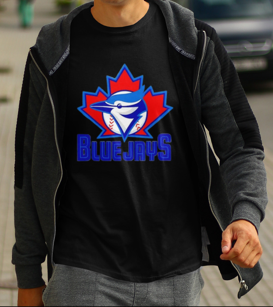 Toronto Blue Jays Emblem In Red Maple Leaf Icon Blue Jays T-Shirt