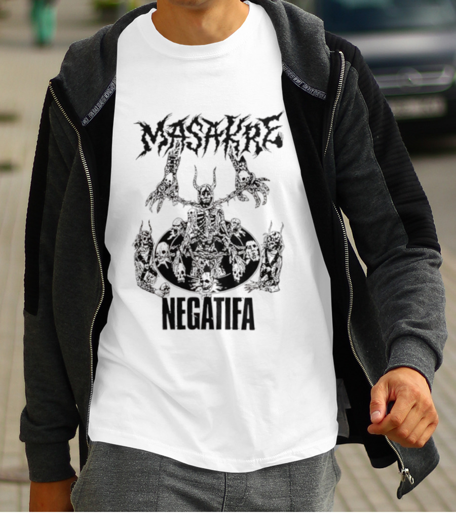 Masakre Negatifa Skull Skeleton Demonic Creature T-Shirt