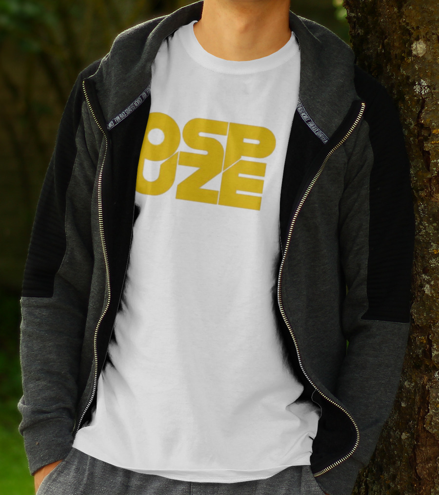 Ospuze Yellow Bold Text Logo T-Shirt