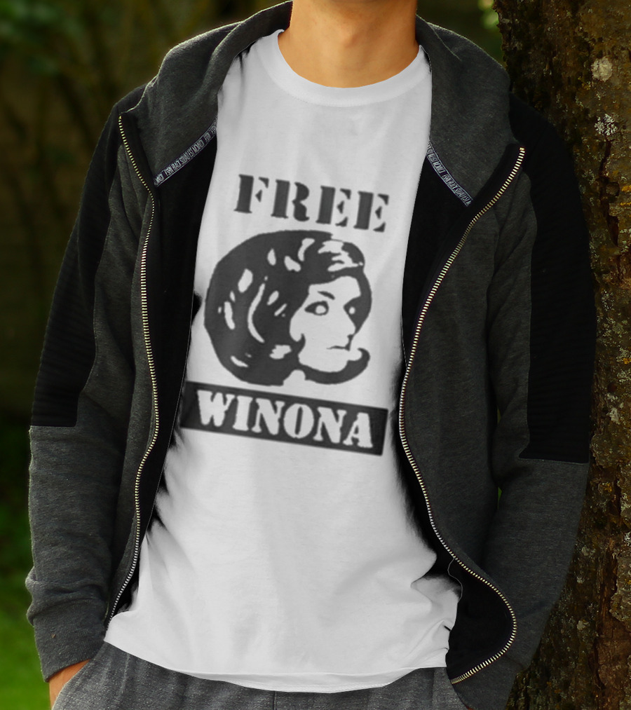 Free Winona Ryder Retro Stencil Style T-Shirt