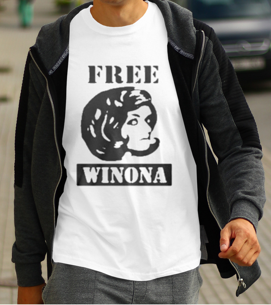 Free Winona Ryder Retro Stencil Style T-Shirt