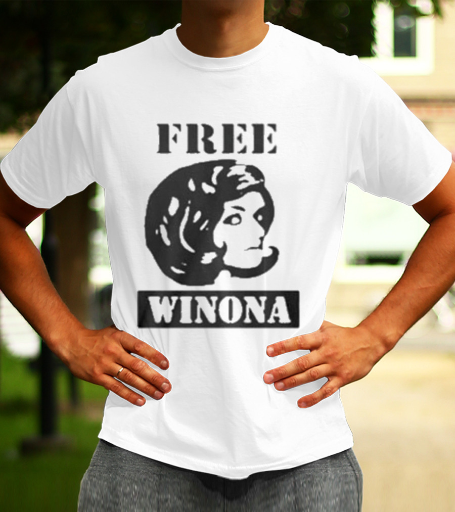 Free Winona Ryder Retro Stencil Style T-Shirt