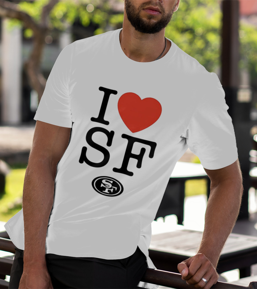 San Francisco 49ers I Love SF Heart Symbol Football Team Logo T-Shirt