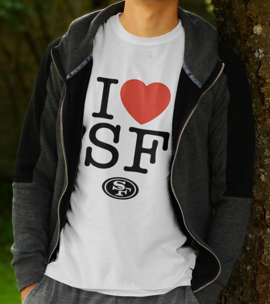 San Francisco 49ers I Love SF Heart Symbol Football Team Logo T-Shirt