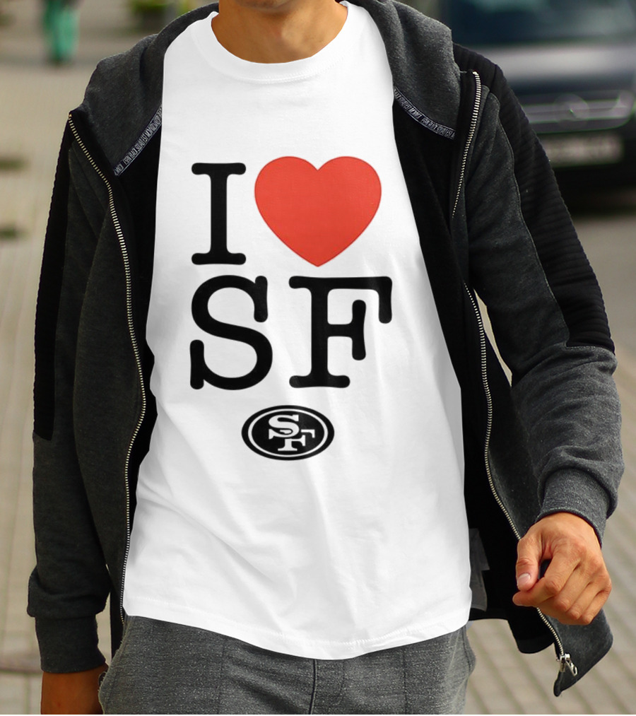 San Francisco 49ers I Love SF Heart Symbol Football Team Logo T-Shirt