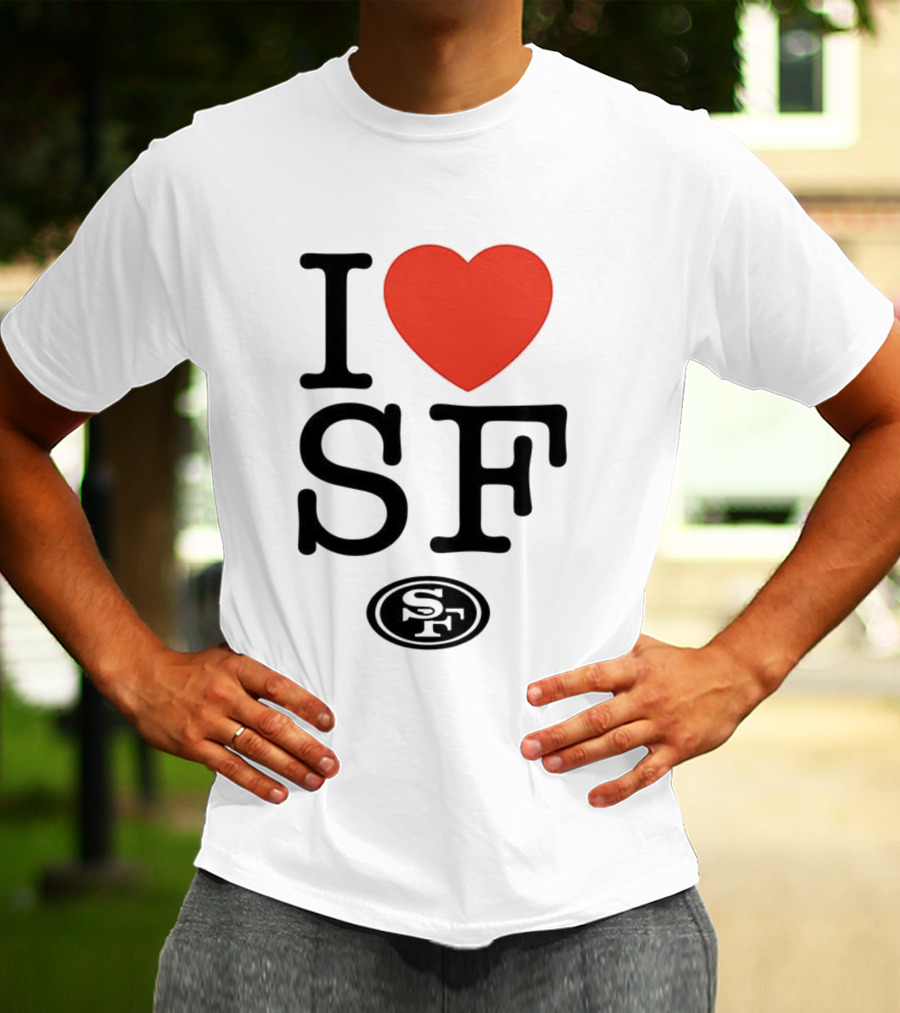 San Francisco 49ers I Love SF Heart Symbol Football Team Logo T-Shirt