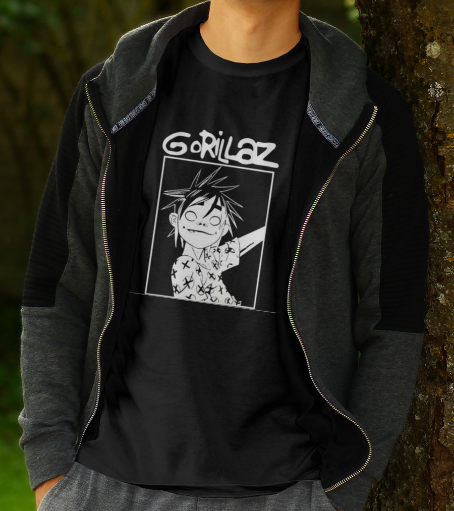 Gorillaz Black White Character Graphic T-Shirt