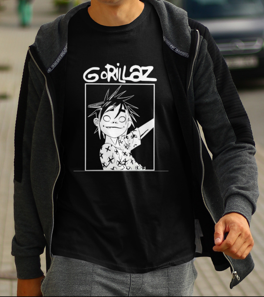 Gorillaz Black White Character Graphic T-Shirt