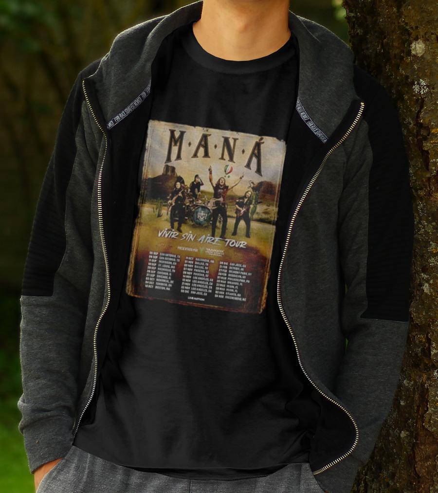 MANÁ Vivir Sin Aire Tour 2025 U.S. Schedule San Antonio San Jose T-Shirt