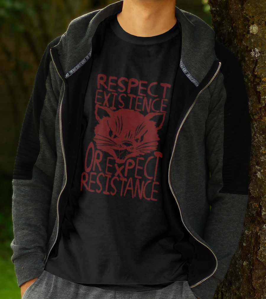 Sabo Tabby Respect Existence Or Expect Resistance Punk Leftist Socialist Cat T-Shirt
