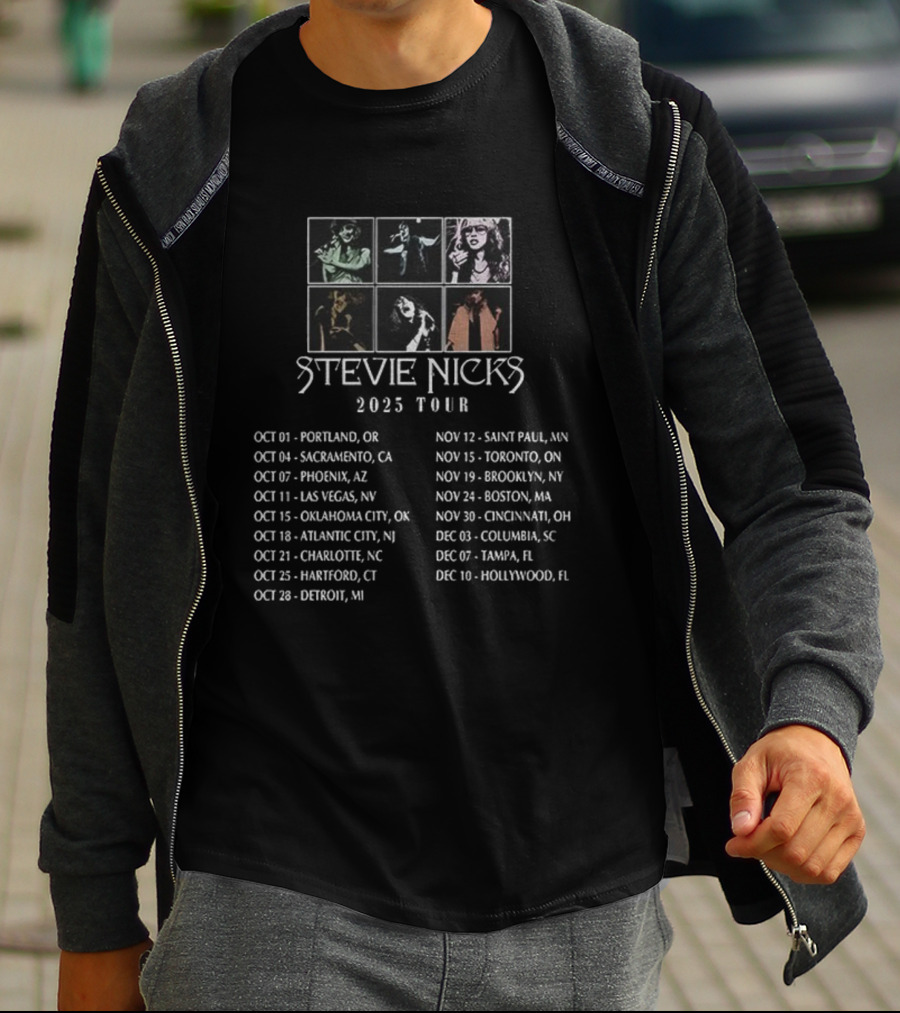 Stevie Nicks 2025 Tour Portland Sacramento Phoenix Las Vegas Tour Dates And Cities T-Shirt