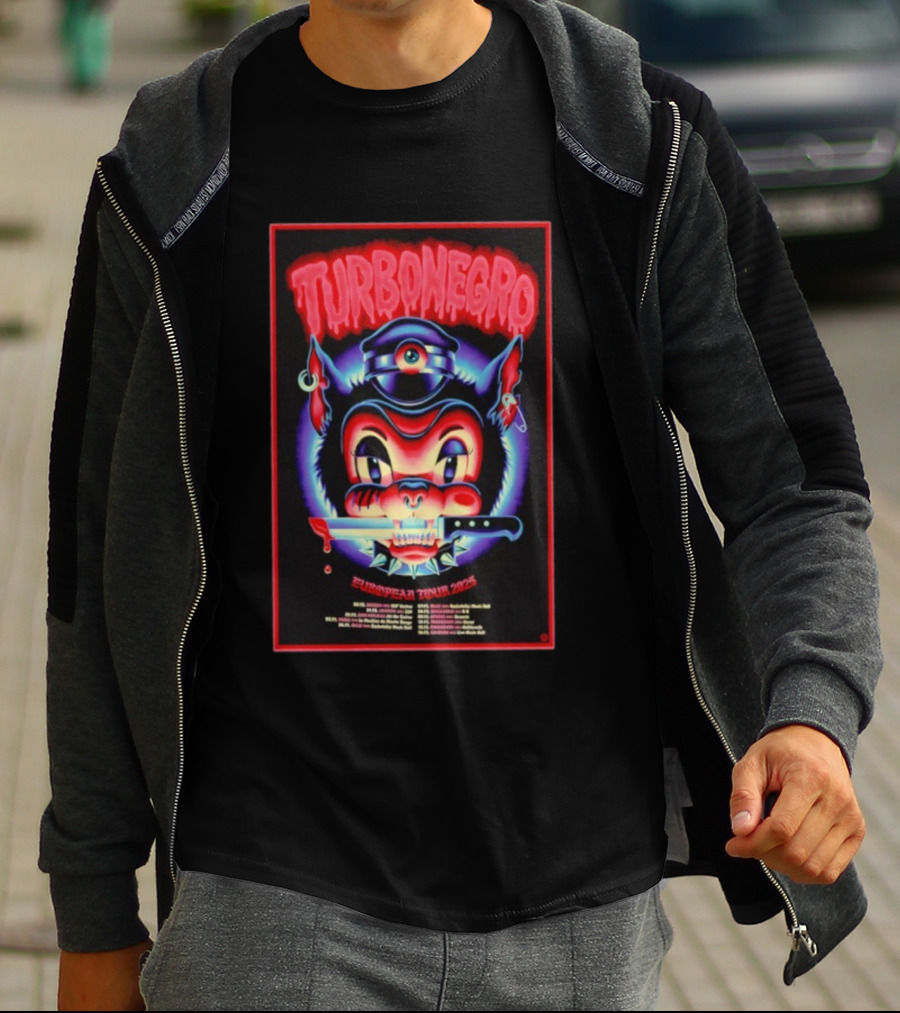 Turbonegro European Tour 2025 With Devilish Cat And Knife T-Shirt