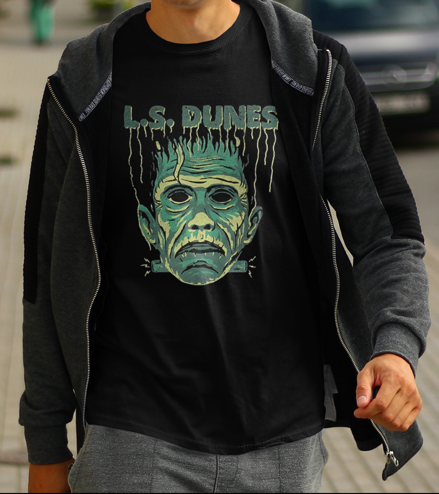 L.S. Dunes Frankenstein Halloween Monster Face T-Shirt