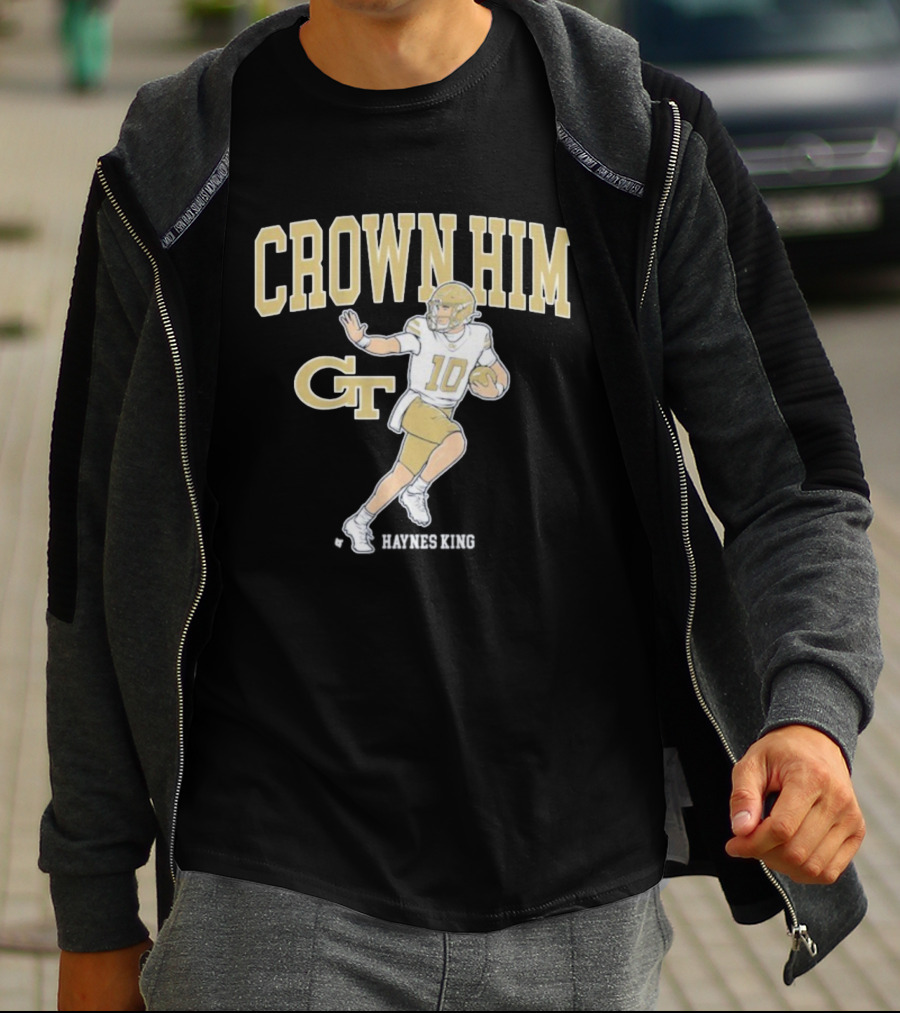 Crown Him GT 10 Georgia Tech Yellow Jackets Football T-Shirt