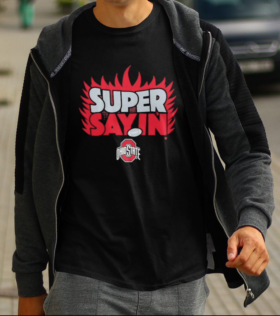 Super Sayin Ohio State Buckeyes Football Flame Burst T-Shirt