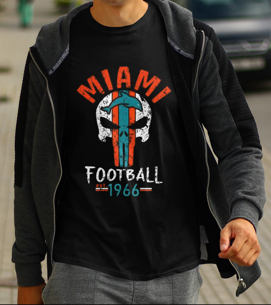 MIAMI Football Skull Est 1966 T-Shirt