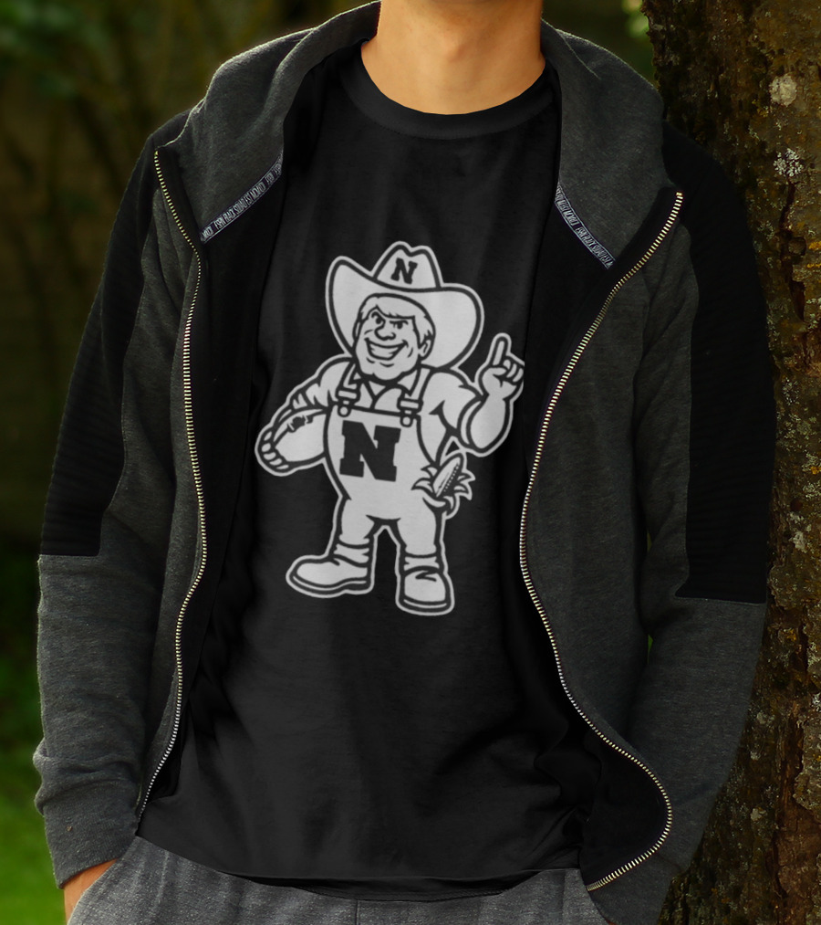 Nebraska Cornhuskers Herbie Husker Mascot Coach Matt Rhule Football T-Shirt