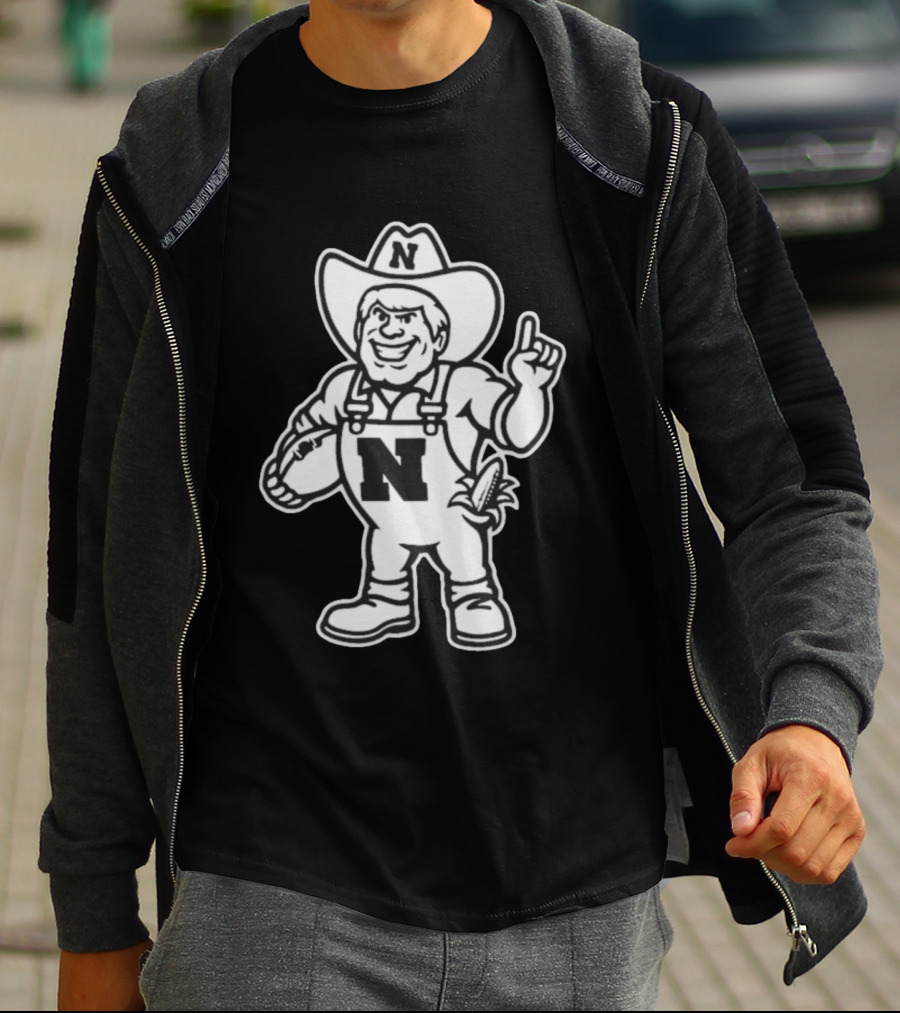 Nebraska Cornhuskers Herbie Husker Mascot Coach Matt Rhule Football T-Shirt