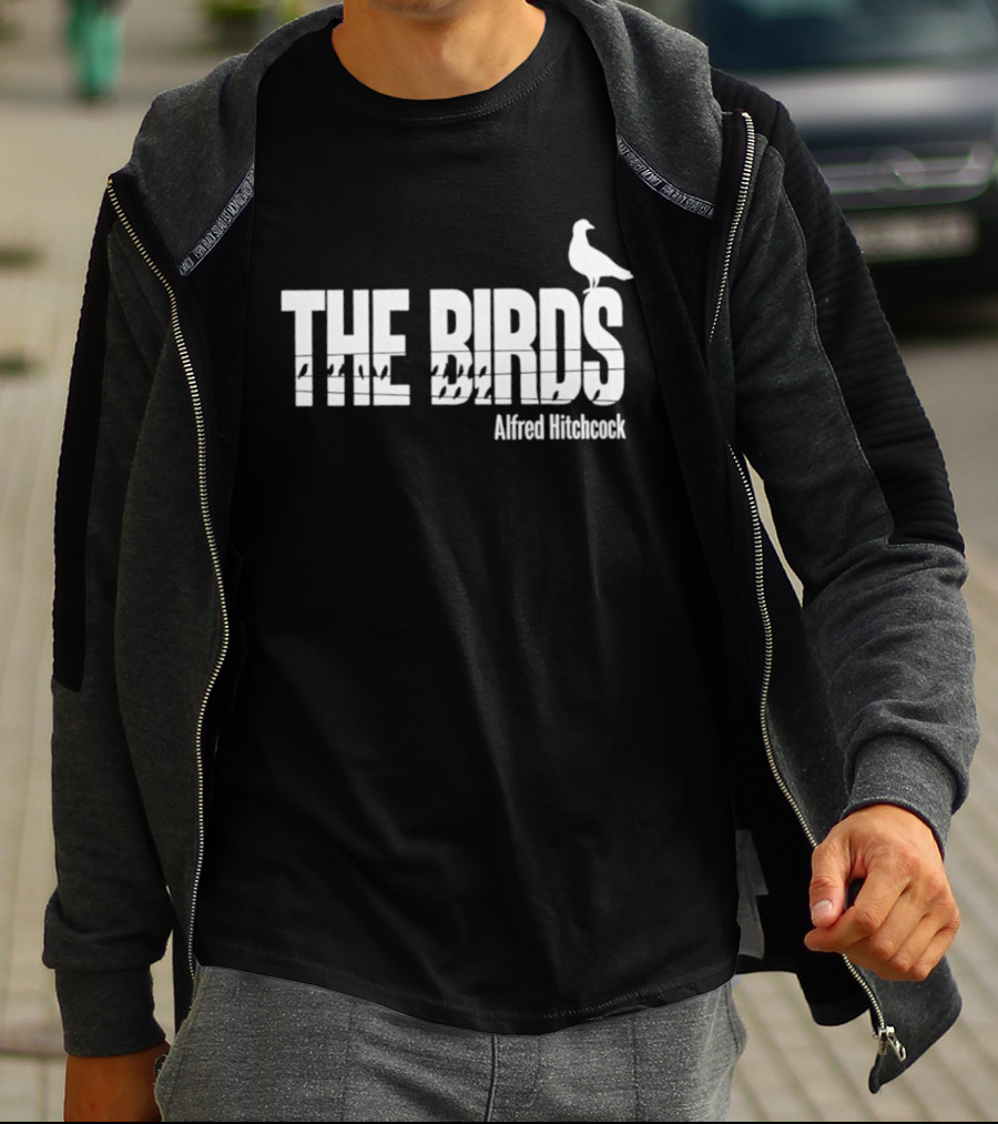 THE BIRDS Alfred Hitchcock Bird Silhouette T-Shirt
