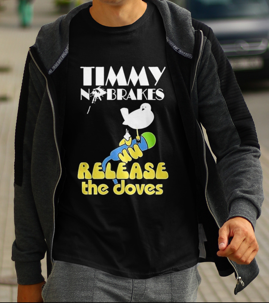 Timmy No Brakes Release The Doves Fun Colorful Design T-Shirt