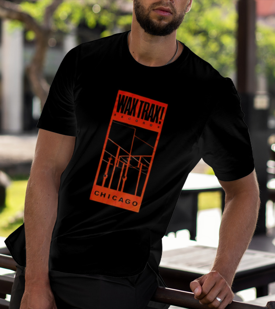 Wax Trax Chicago Skyline Power Lines T-Shirt