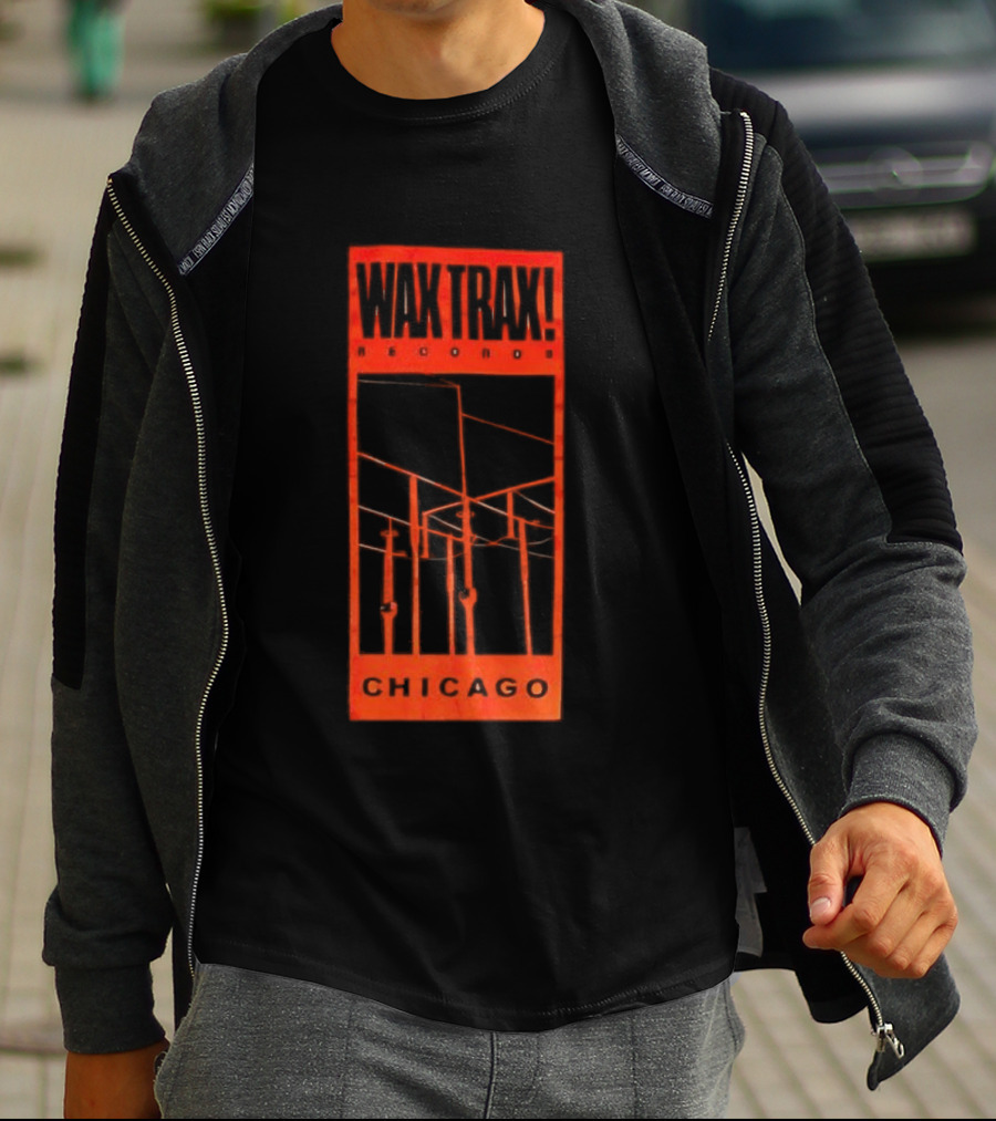 Wax Trax Chicago Skyline Power Lines T-Shirt