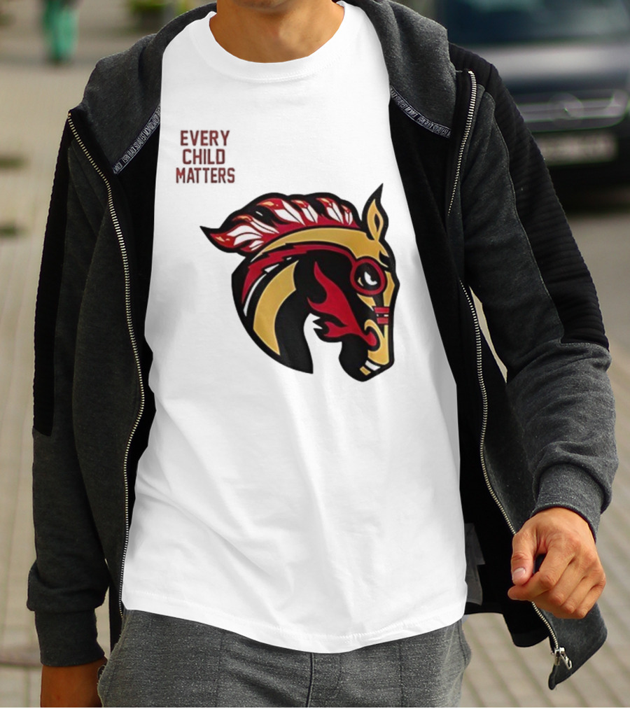 Calgary Wranglers Indigenous Heritage Every Child Matters Chinki Goodstoney T-Shirt