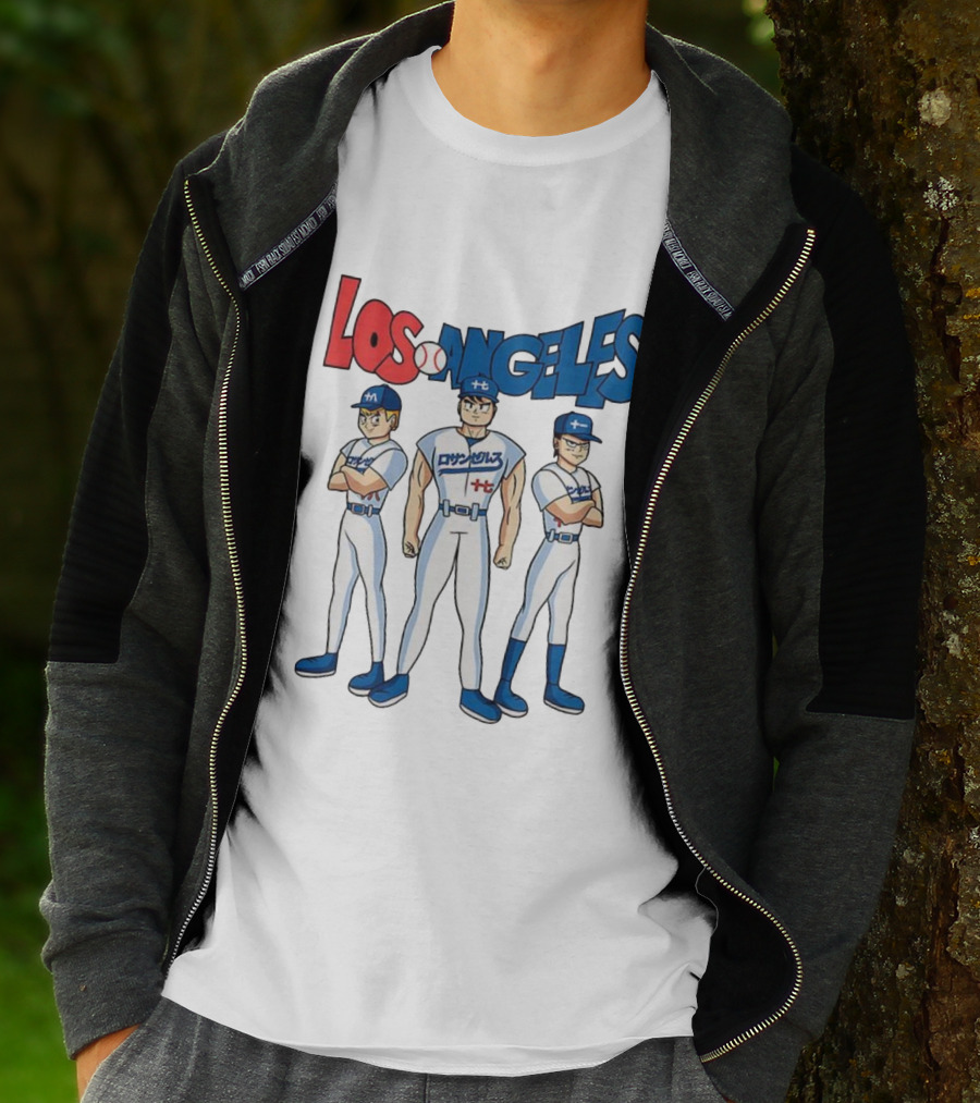 Los Angeles Baseball Z Anime Crossover Characters T-Shirt