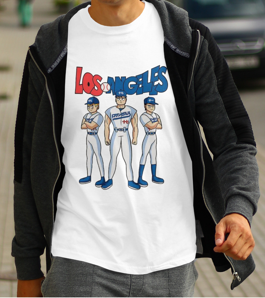 Los Angeles Baseball Z Anime Crossover Characters T-Shirt
