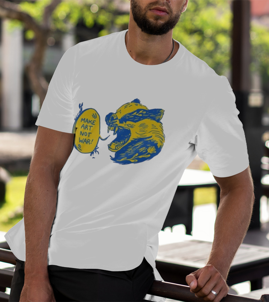 Make Art Not War Angry Wolverine Print T-Shirt