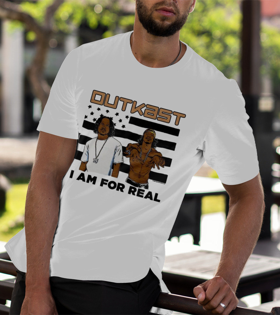 Outkast I Am For Real Flag Comic Style Duo Graphic T-Shirt