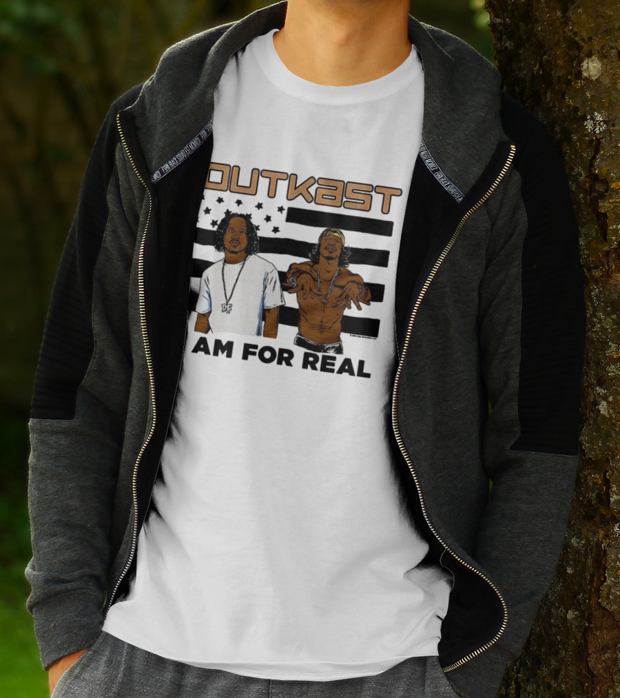Outkast I Am For Real Flag Comic Style Duo Graphic T-Shirt