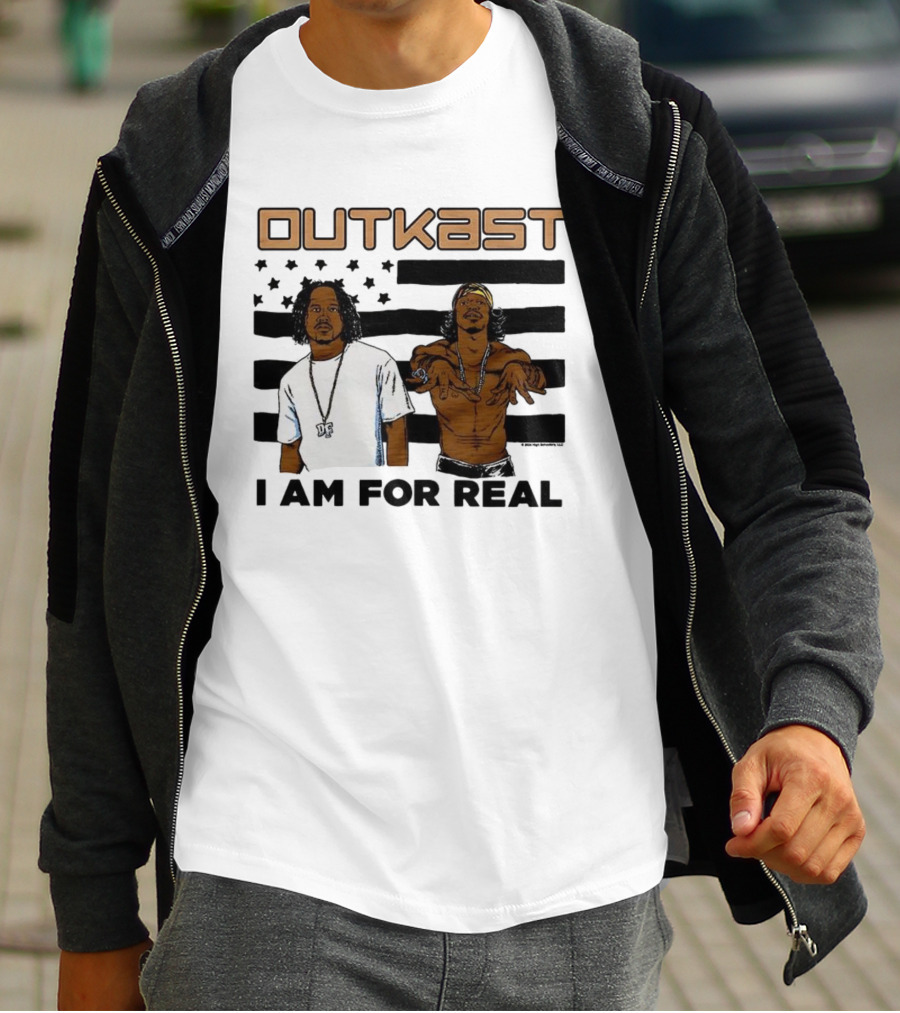 Outkast I Am For Real Flag Comic Style Duo Graphic T-Shirt