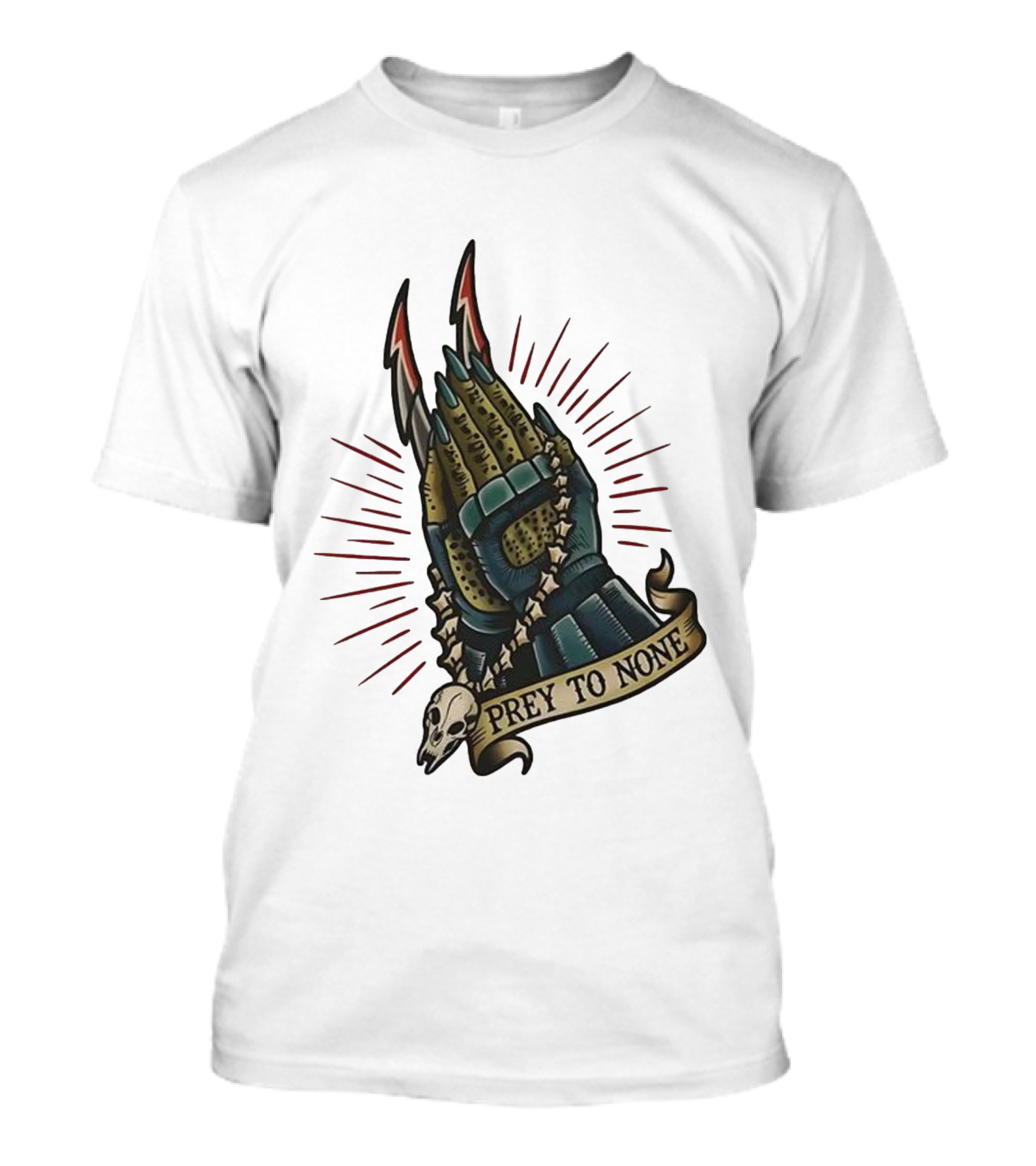 Prey To None Alien Claw With Skull And Star Chain T-Shirt