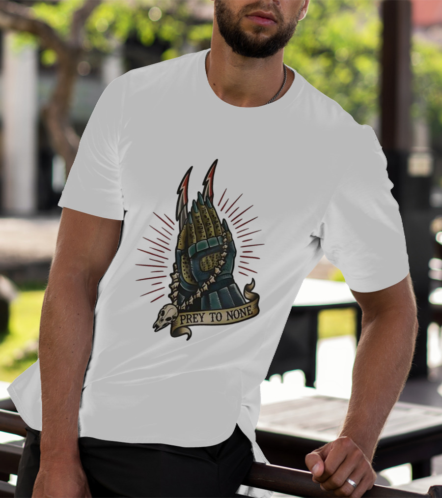 Prey To None Alien Claw With Skull And Star Chain T-Shirt