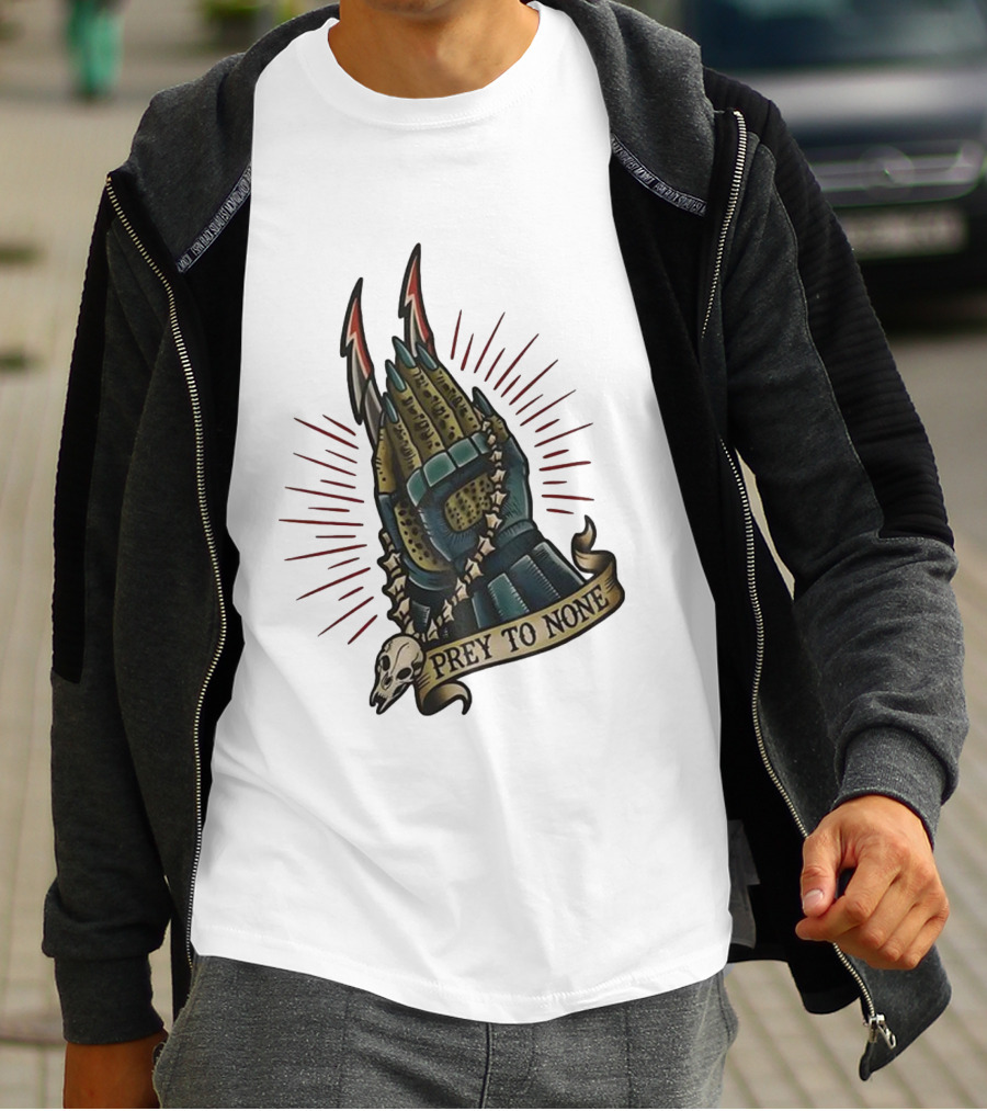 Prey To None Alien Claw With Skull And Star Chain T-Shirt