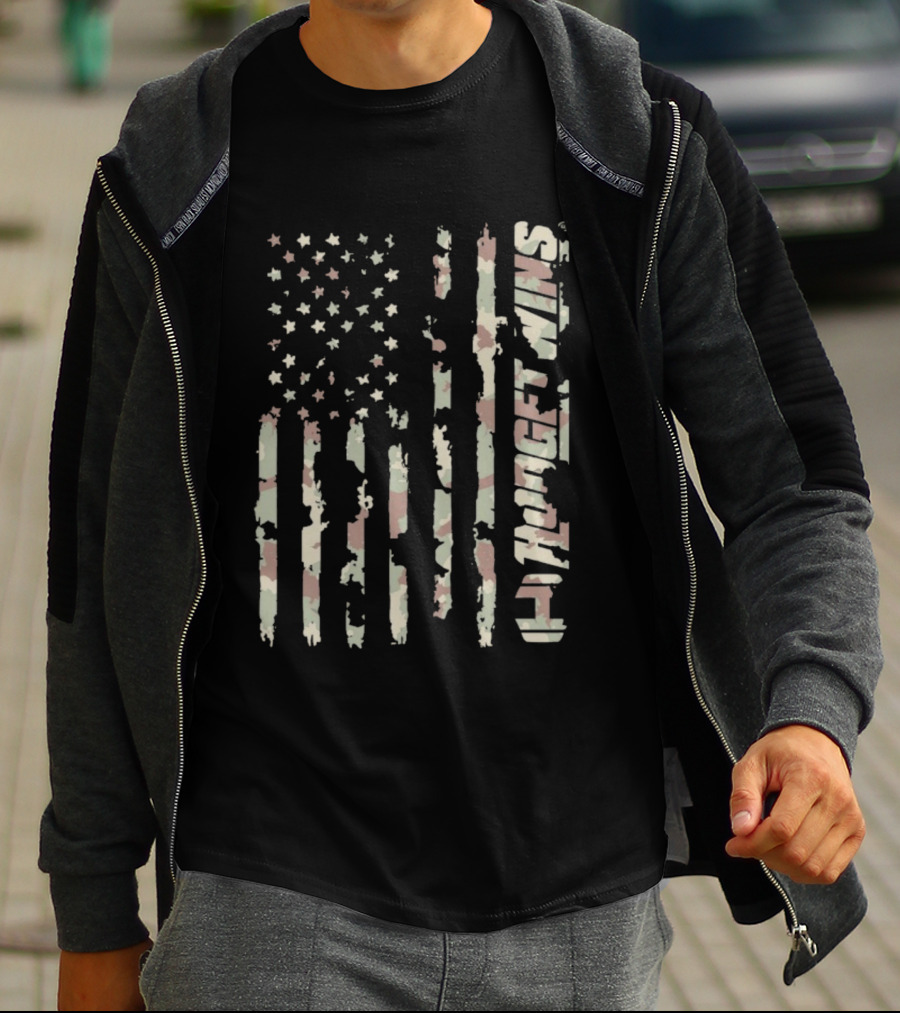 Camouflage Flag 9/11 Never Forget WMS T-Shirt